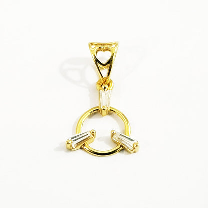 18K Pure Gold Ring w/ Zircon Stone Necklace