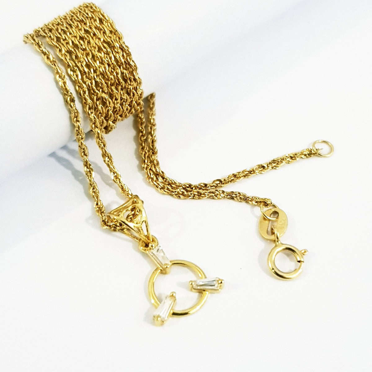 18K Pure Gold Ring w/ Zircon Stone Necklace | Necklace | 18K Gold Jewelry