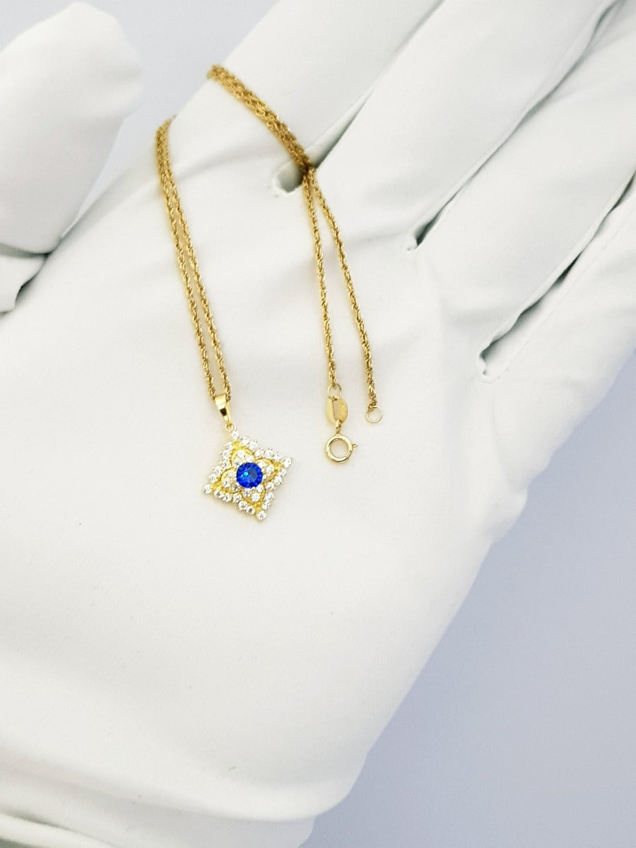 18K Pure Gold Zircon Stone Necklace