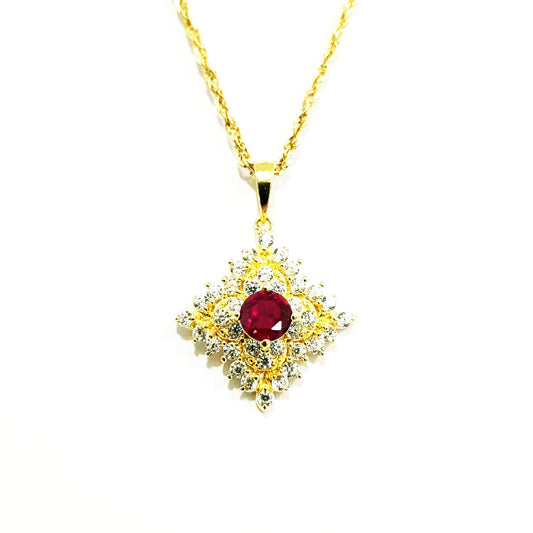 18K Pure Gold Zircon stone Necklace | Necklace | 18K Gold Jewelry