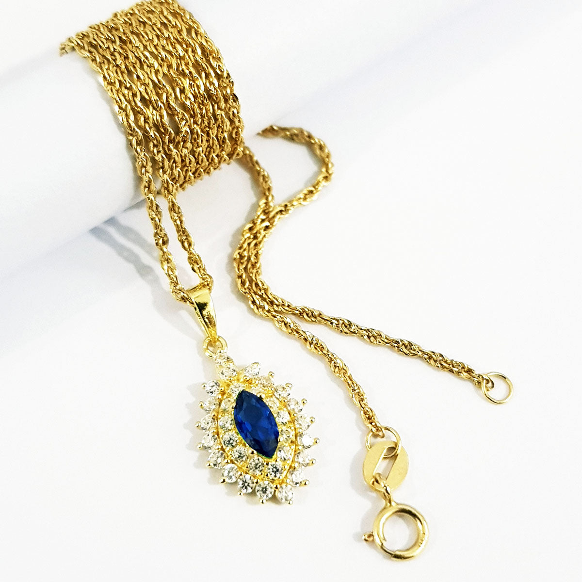 18K Pure Gold Zircon stone Necklace | Necklace | 18K Gold Jewelry