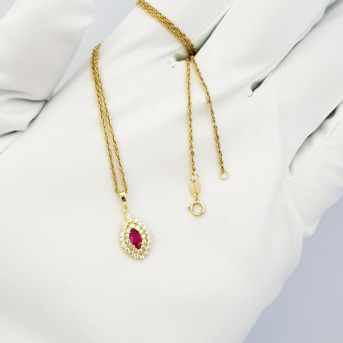 18K Pure  Gold Zircon stone Necklace | Necklace | 18K Gold Jewelry