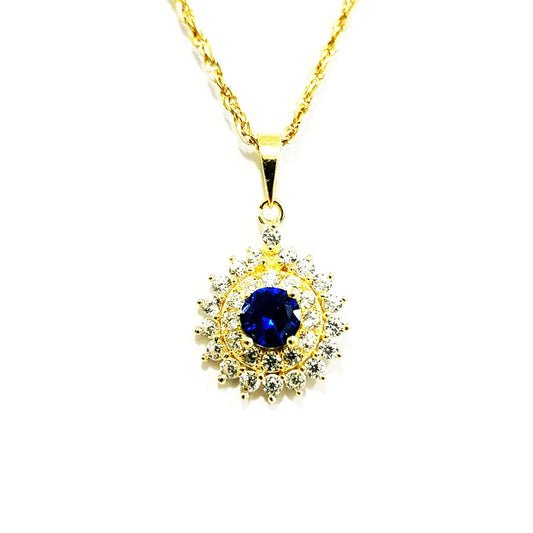 18K Pure Gold Zircon stone Necklace