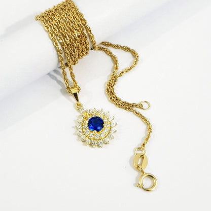 18K Pure Gold Zircon stone Necklace | Necklace | 18K Gold Jewelry