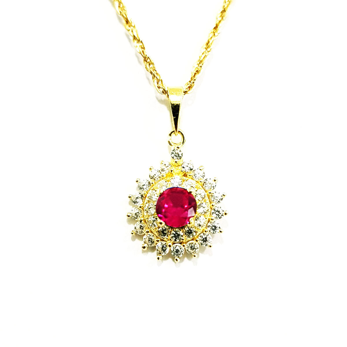 18K Pure Gold Zircon stone Necklace | Necklace | 18K Gold Jewelry