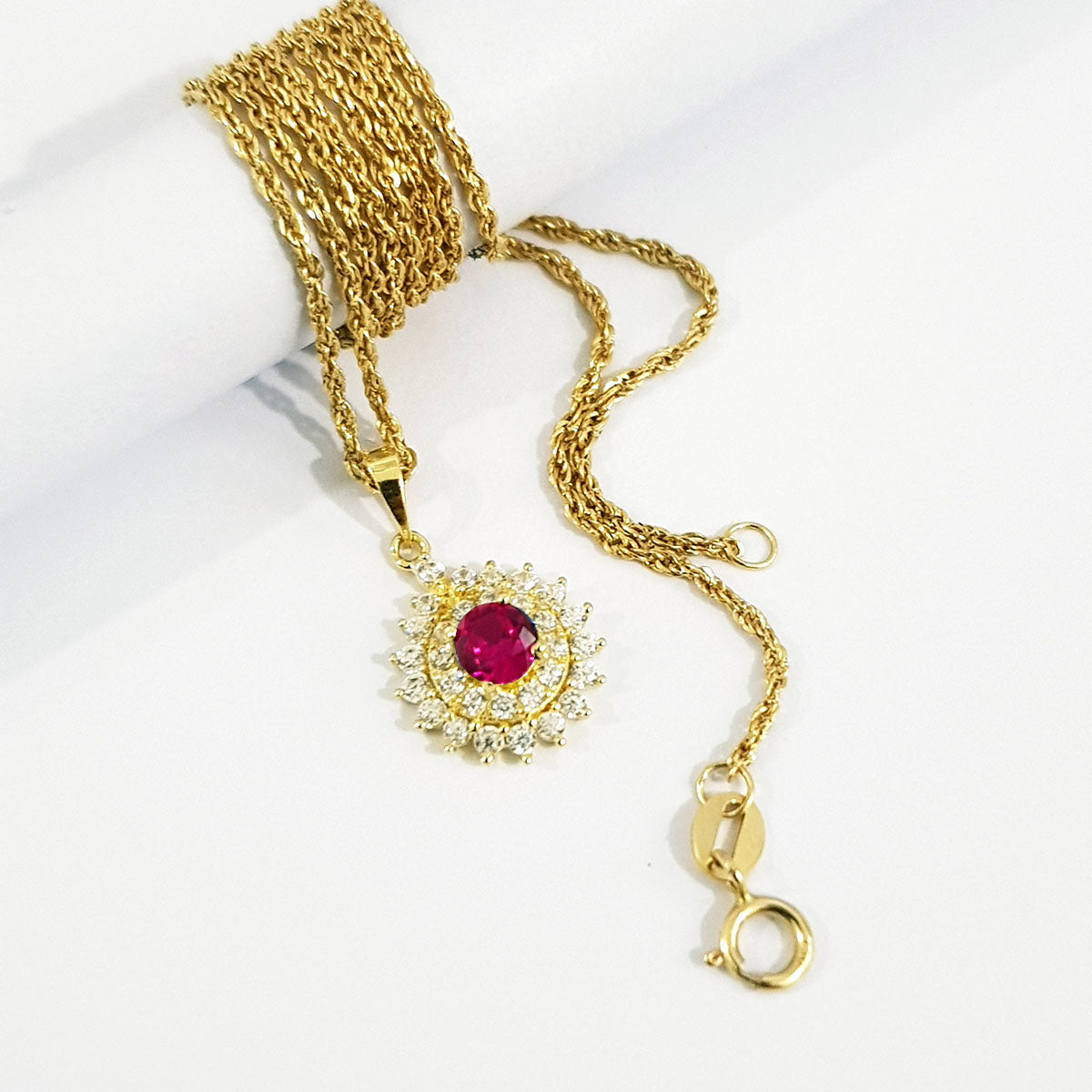 18K Pure Gold Zircon stone Necklace | Necklace | 18K Gold Jewelry