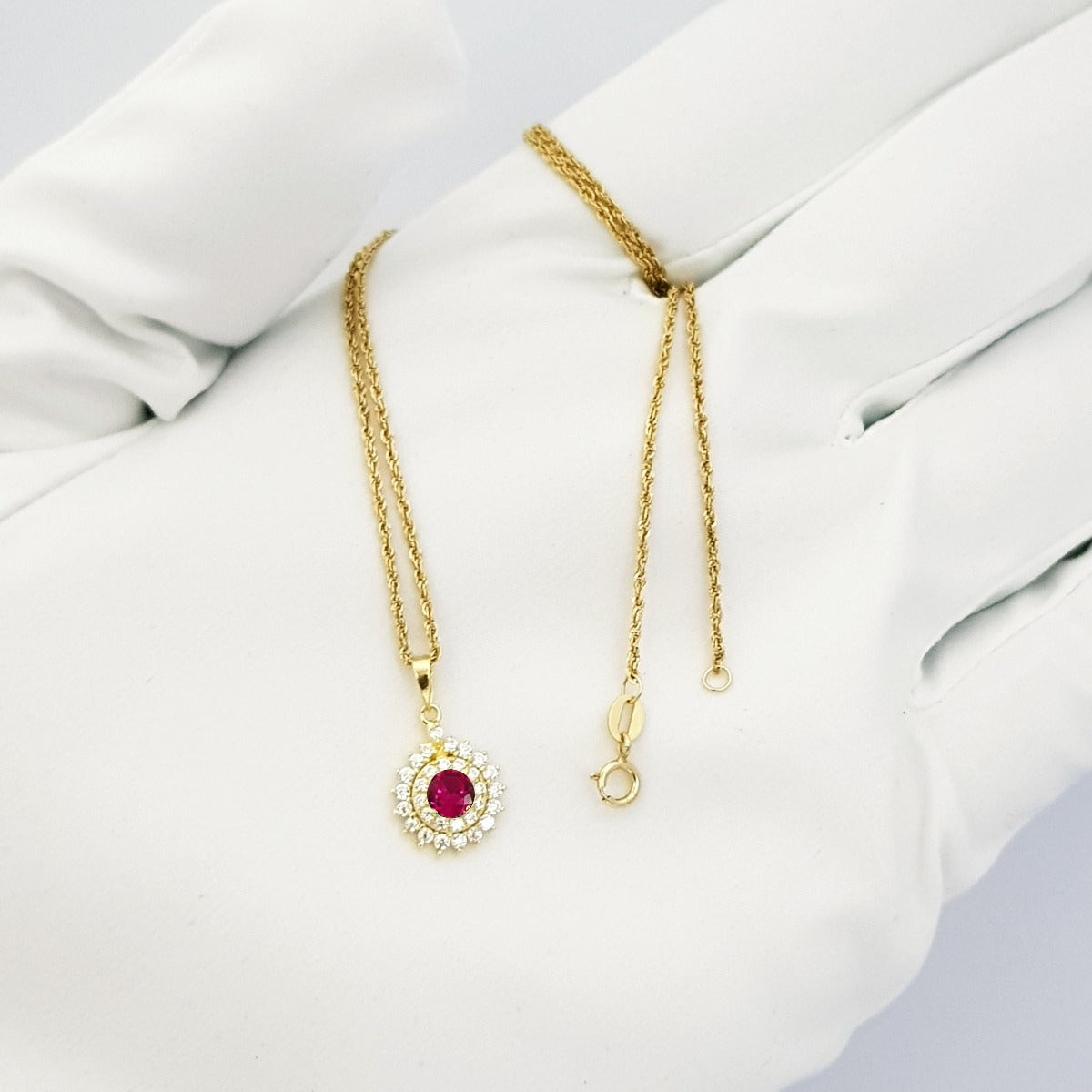 18K Pure Gold Zircon stone Necklace | Necklace | 18K Gold Jewelry