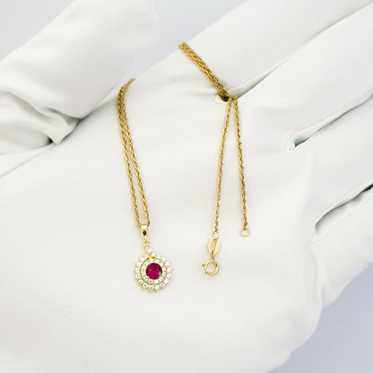 18K Pure Gold Zircon stone Necklace | Necklace | 18K Gold Jewelry