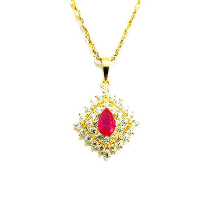 18K Pure Gold Zircon stone Necklace | Necklace | 18K Gold Jewelry