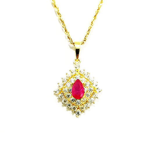 18K Pure Gold Zircon stone Necklace | Necklace | 18K Gold Jewelry