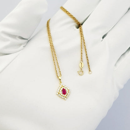 18K Pure Gold Zircon stone Necklace | Necklace | 18K Gold Jewelry