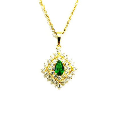 18K Pure Gold Zircon stone Necklace | Necklace | 18K Gold Jewelry