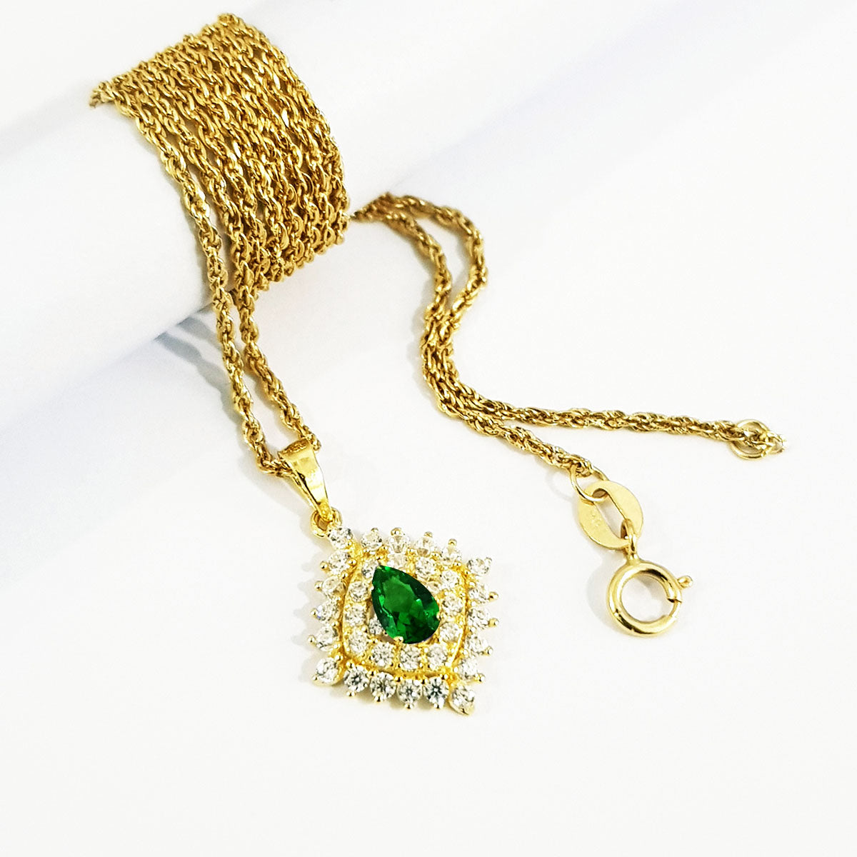 18K Pure Gold Zircon stone Necklace | Necklace | 18K Gold Jewelry