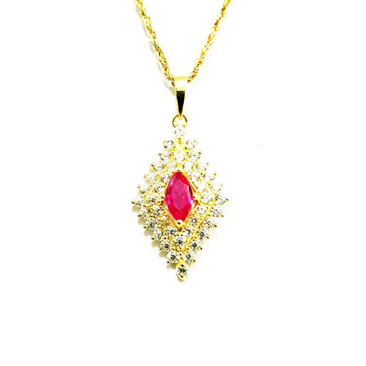 18K Pure Gold Zircon stone Necklace | Necklace | 18K Gold Jewelry