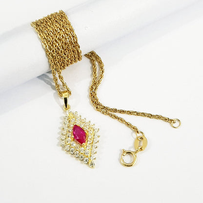 18K Pure Gold Zircon stone Necklace