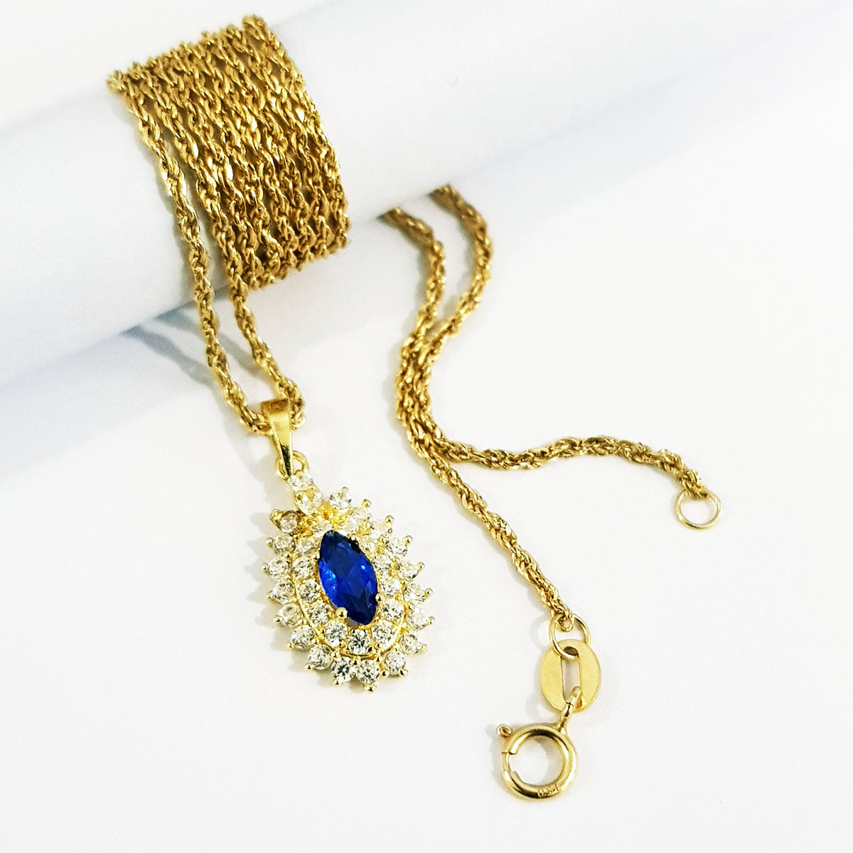18K Pure Gold Zircon stone Necklace
