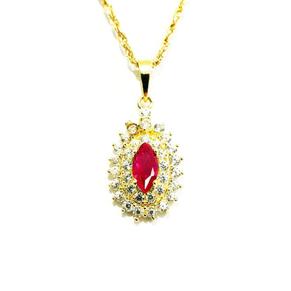 18K Pure Gold Zircon stone Necklace | Necklace | 18K Gold Jewelry