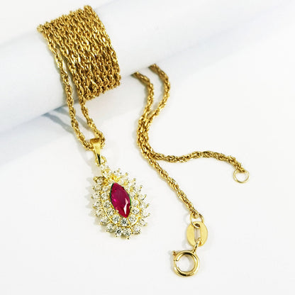 18K Pure Gold Zircon stone Necklace | Necklace | 18K Gold Jewelry