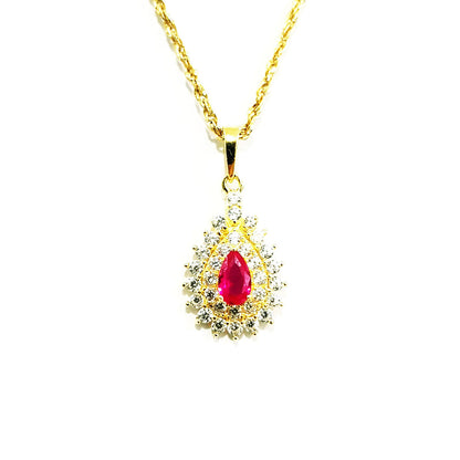 18K Pure Gold Zircon stone Necklace | Necklace | 18K Gold Jewelry