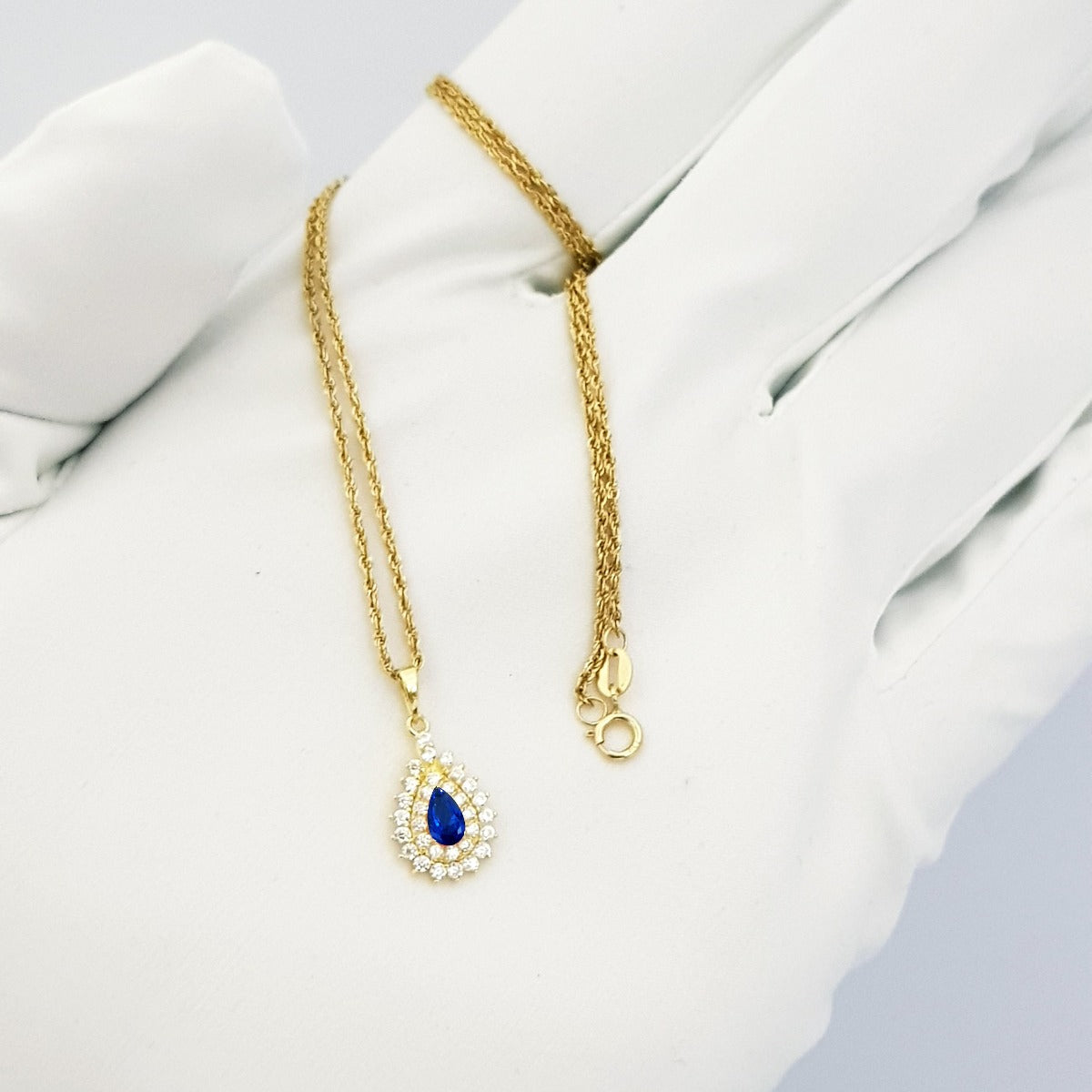 18K Pure Gold Zircon stone Necklace