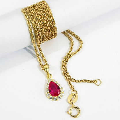 18K Pure Gold Zircon stone Necklace | Necklace | 18K Gold Jewelry