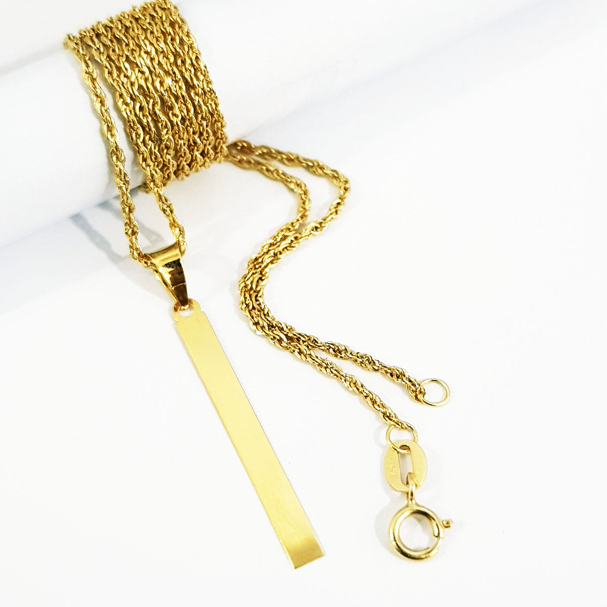 18K Pure Gold Flat Bar Design Necklace | Necklace | 18K Gold Jewelry