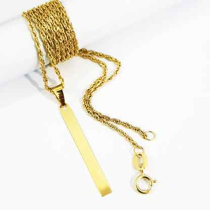 18K Pure Gold Flat Bar Design Necklace | Necklace | 18K Gold Jewelry