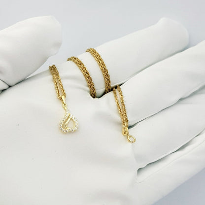 18K Pure Gold Heart With Zircon Stone Necklace