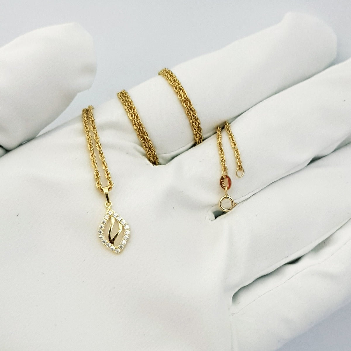 18K Pure Gold Elegant Design w/ Zircon stone Necklace | Necklace | 18K Gold Jewelry