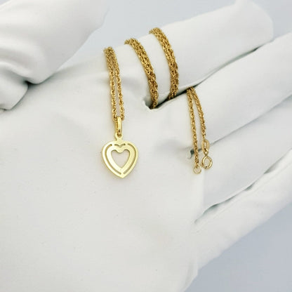18K Pure Gold Double Heart Necklace