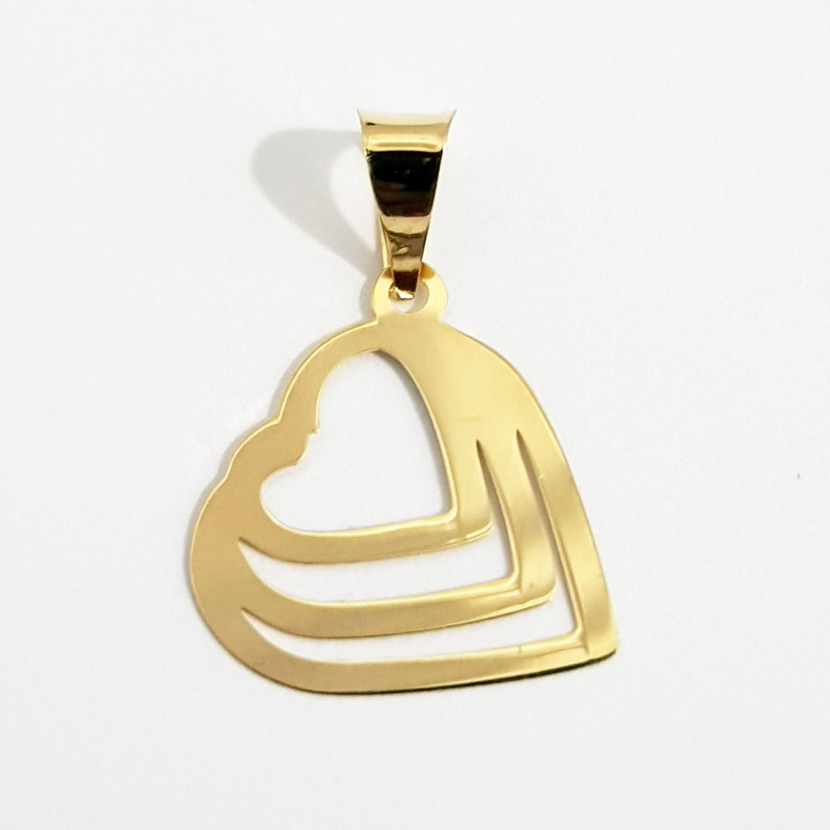 18K Pure Gold Triple Heart Design Necklace