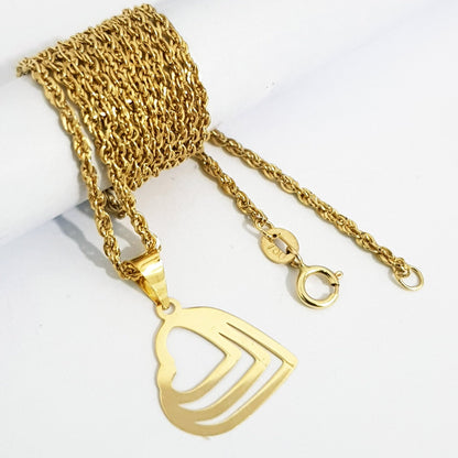 18K Pure Gold Triple Heart Design Necklace