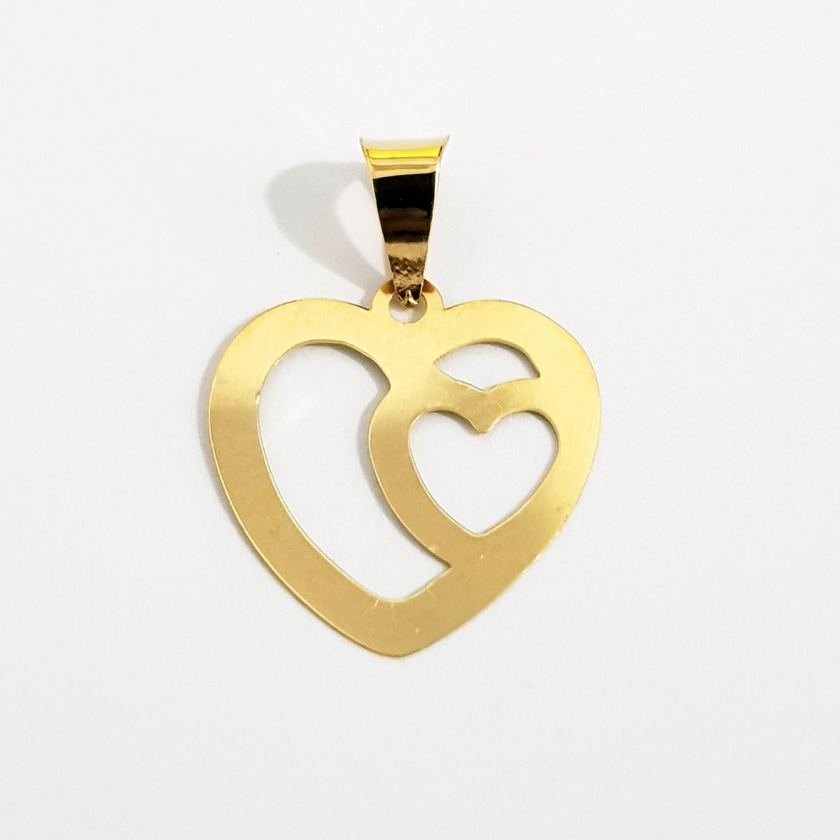 18K Pure Gold Double Heart Design Necklace