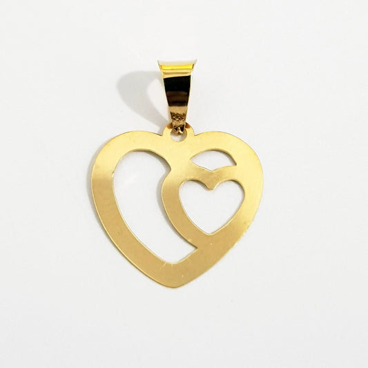 18K Pure Gold Double Heart Design Necklace