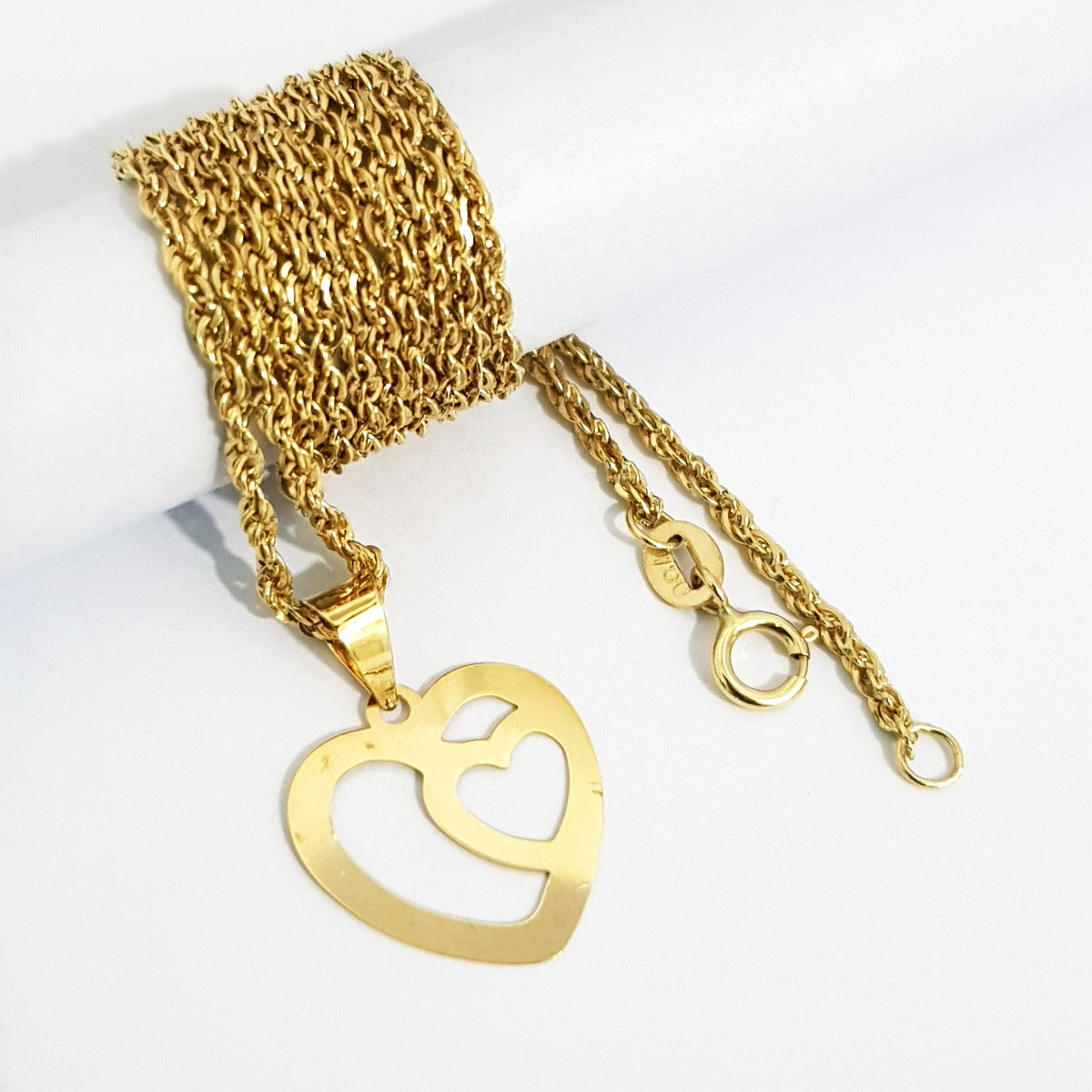 18K Pure Gold Double Heart Design Necklace | Necklace | 18K Gold Jewelry