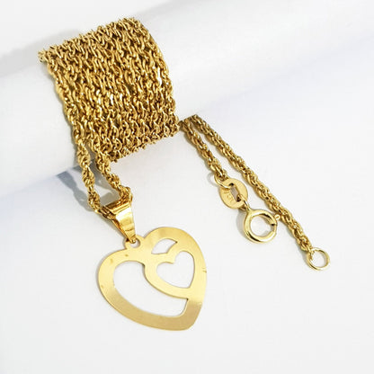 18K Pure Gold Double Heart Design Necklace | Necklace | 18K Gold Jewelry