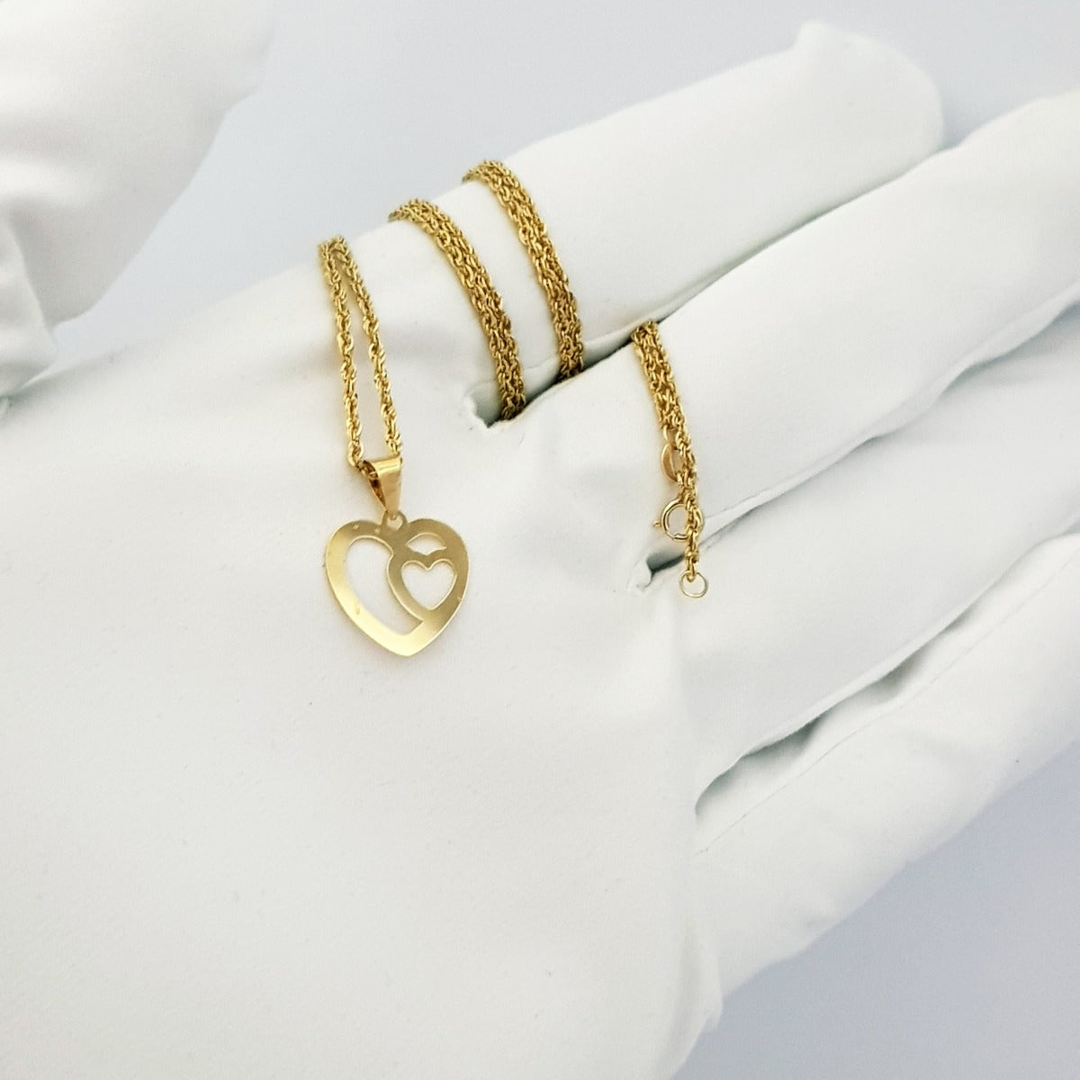 18K Pure Gold Double Heart Design Necklace | Necklace | 18K Gold Jewelry