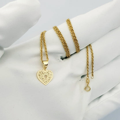 18K Pure Gold Heart Design Necklace