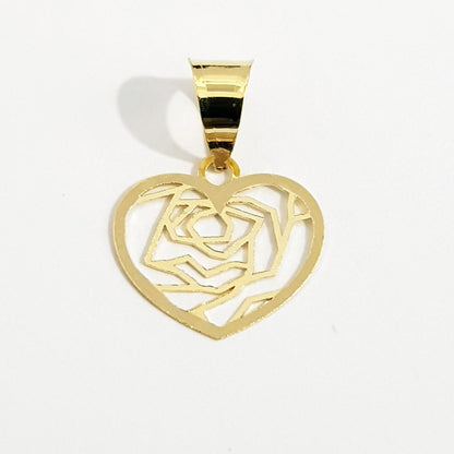 18K Pure Gold Heart With Flower Design Necklace | Necklace | 18K Gold Jewelry