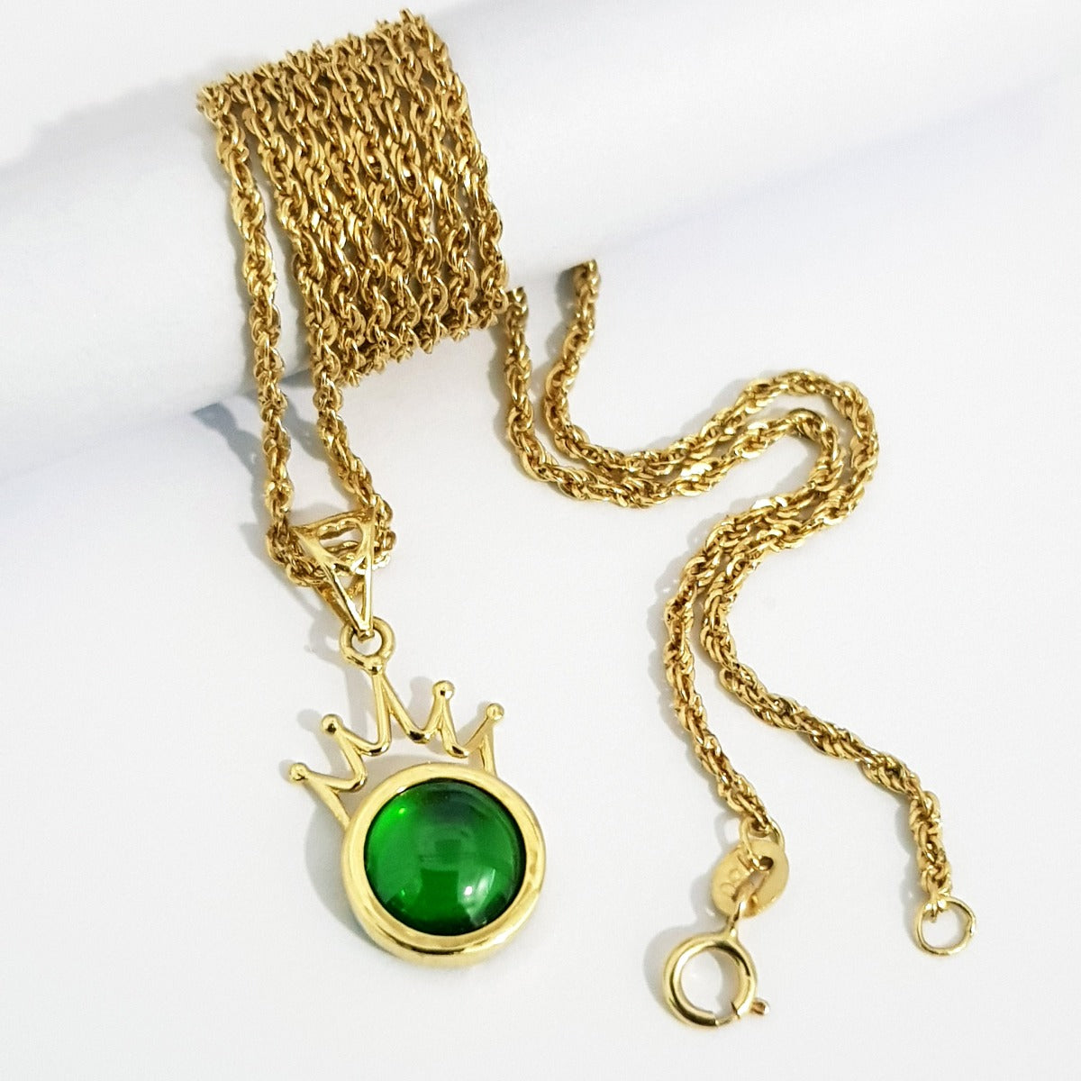 18K Pure Gold Crown Stone Necklace | Necklace | 18K Gold Jewelry