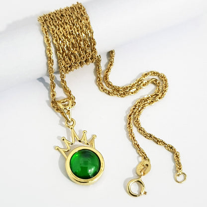 18K Pure Gold Crown Stone Necklace | Necklace | 18K Gold Jewelry