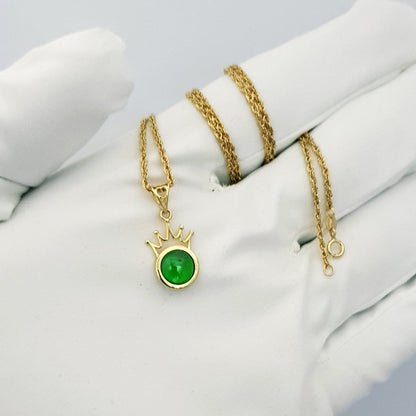 18K Pure Gold Crown Stone Necklace | Necklace | 18K Gold Jewelry