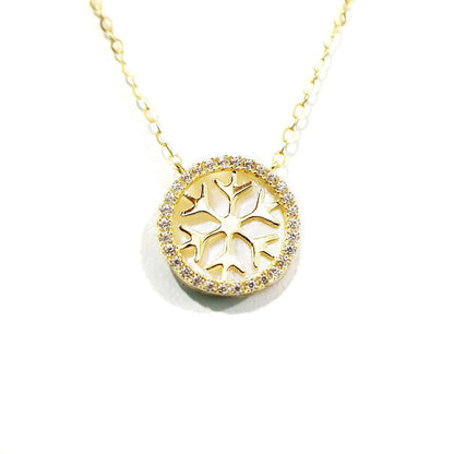 18K Pure Gold Snow Flakes Necklace