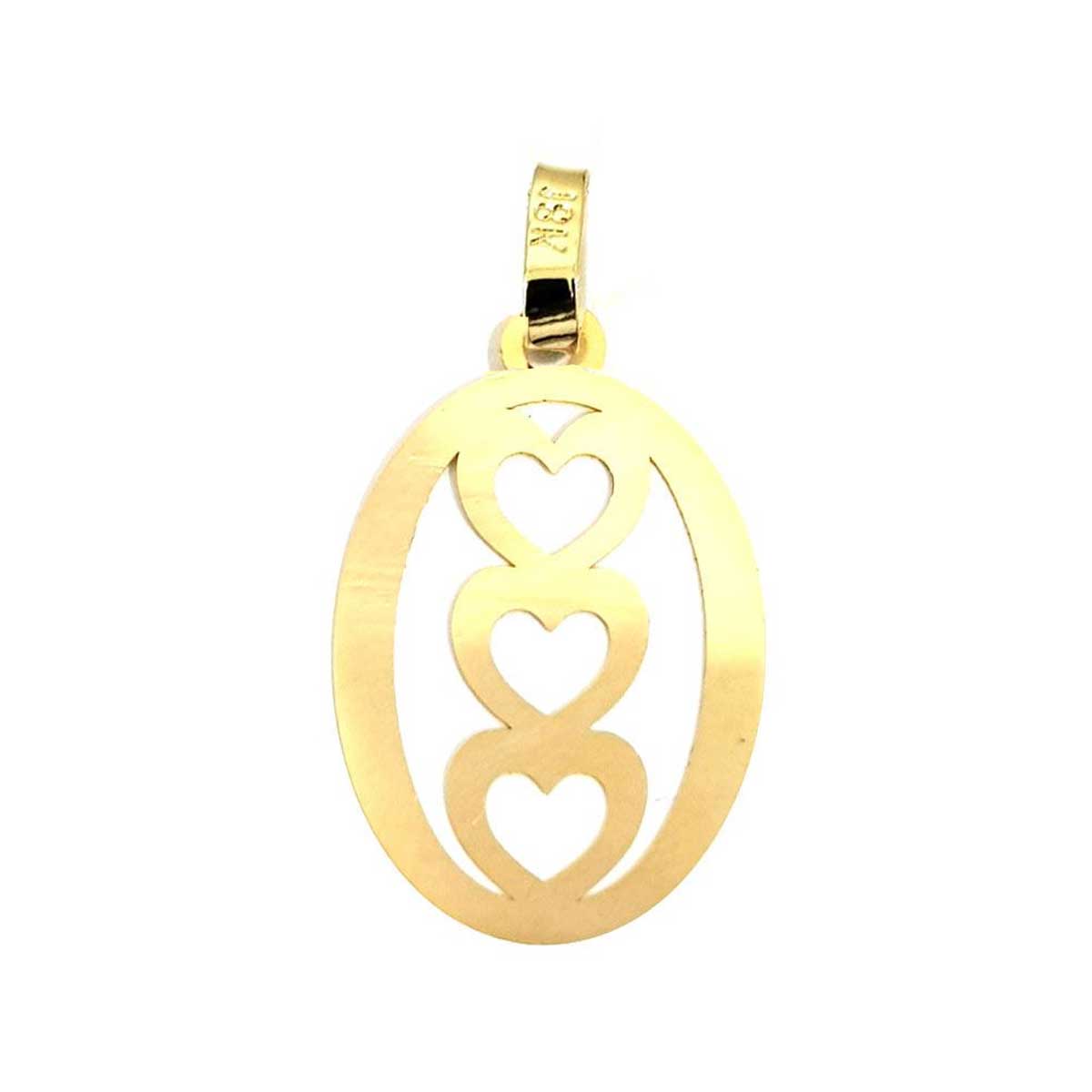 18K Pure Gold Triple Heart Design Necklace | Necklace | 18K Gold Jewelry