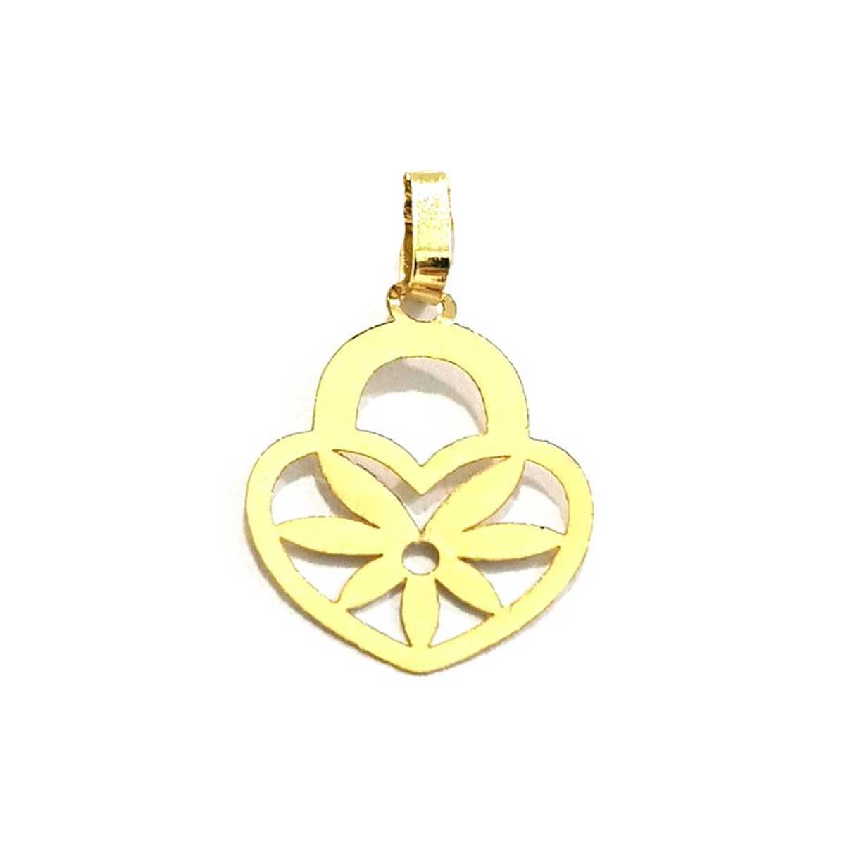 18K Pure Gold Heart With Flower Design Necklace | Necklace | 18K Gold Jewelry
