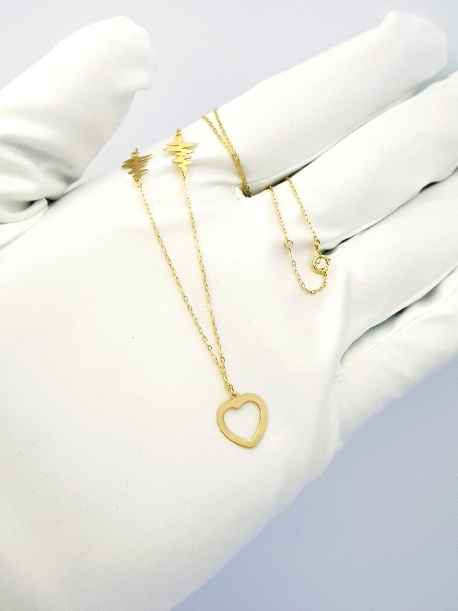18K Pure Gold Heart Necklace | Necklace | 18K Gold Jewelry