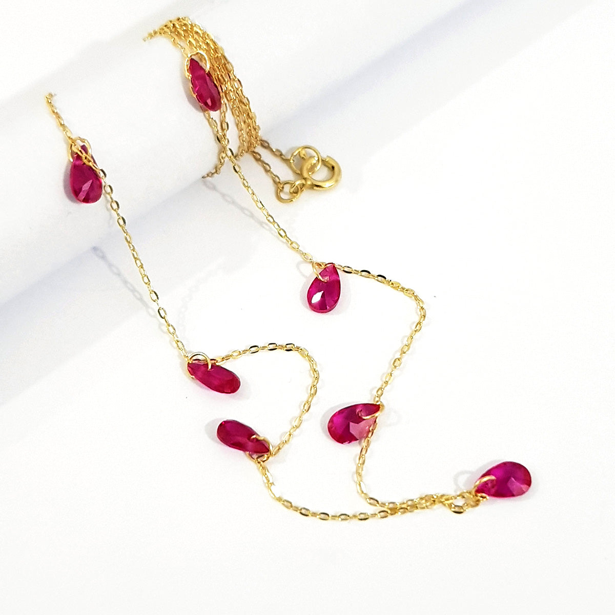 18K Pure Gold Stone Necklace