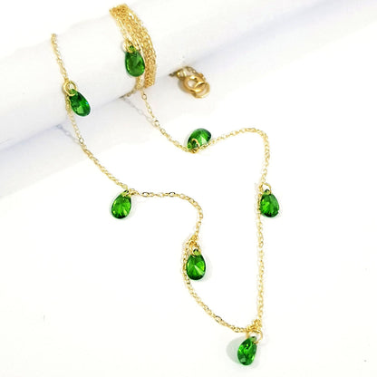 18K Pure Gold Stone Necklace