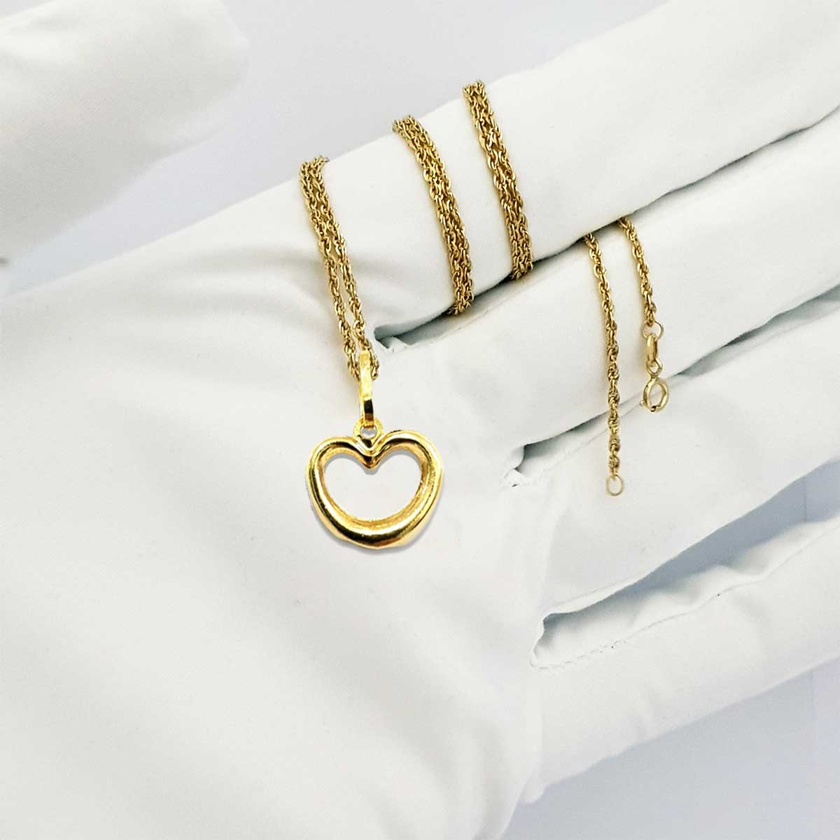 18K Pure Gold Heart Necklace
