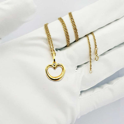 18K Pure Gold Heart Necklace